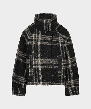 Plaid Boucle Jacket in Black/Tan - view 6