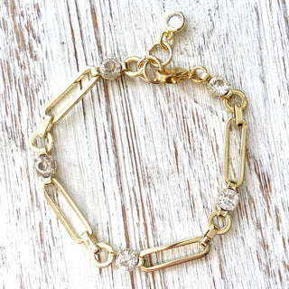 Paperclip Crystal Bracelet - Gold