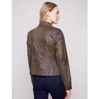 Faux Suede Jacket with Zippers
