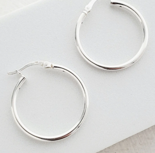 Silver Tube Hoop Earring 20MM