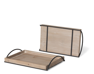 Wood Trays with Iron Handles EAW20186 - dolly mama boutique