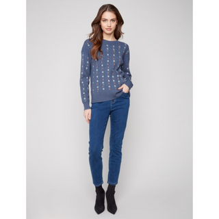 Cable-Knit Embroidered Sweater - dolly mama boutique