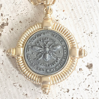 French Bee Coin Necklace - dolly mama boutique