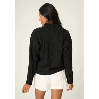 Chenille Cable Knit Quarter-Zip Sweater