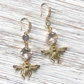 Gold Bee Hook Earrings - dolly mama boutique