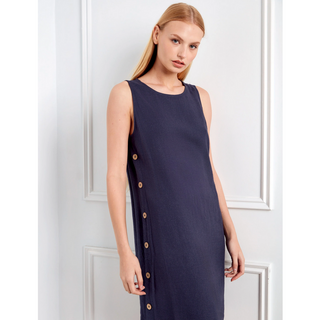 Shift Dress with Side-Button Detail