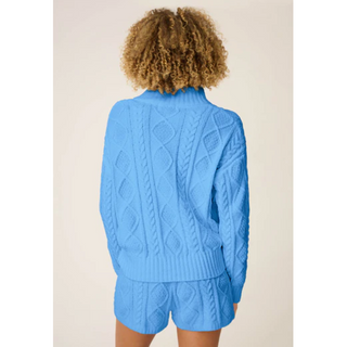 Chenille Cable Knit Quarter-Zip Sweater