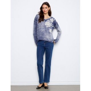 Reversible V-Neck Floral Sweater