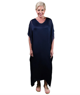 Helen Silk Long Kaftan Dress DSS204 - dolly mama boutique