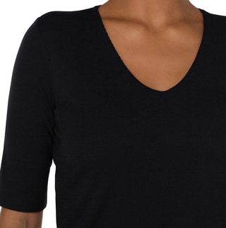 Double Layer V-Neck Rib Top - dolly mama boutique