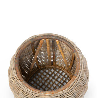 Rattan Side Table Wood Top