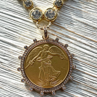 Peace Coin & Crystal Necklace - dolly mama boutique