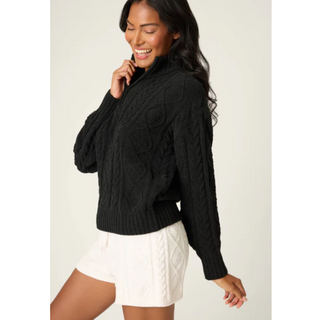 Chenille Cable Knit Quarter-Zip Sweater