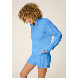 Chenille Cable Knit Quarter-Zip Sweater