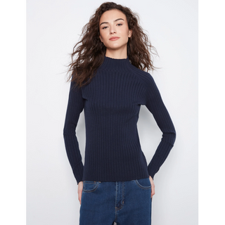 Ribbed Mock-Neck Sweater