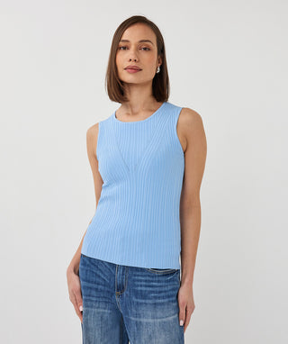 Sleeveless Rib Tank by EsQualo in Pacific Blue