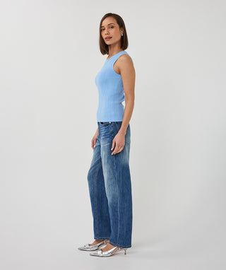 Sleeveless Rib Tank by EsQualo in Pacific Blue - view 2