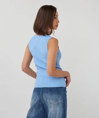 Sleeveless Rib Tank by EsQualo in Pacific Blue - view 3