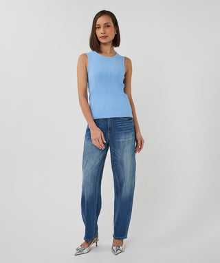 Sleeveless Rib Tank by EsQualo in Pacific Blue - view 5