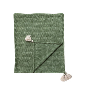 Cotton slub throw with tassels styled